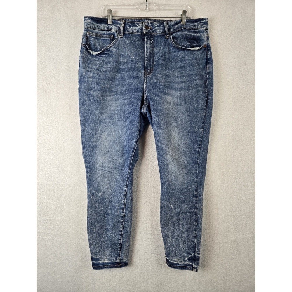 Judy Blue Womens 20 W Skinny Fit Distressed Blue Denim Jeans Cotton Blend